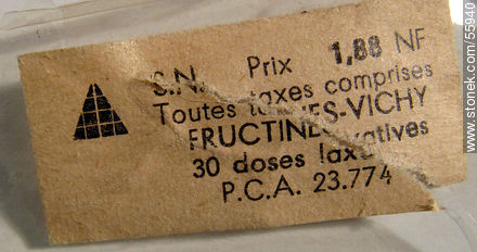 Label of Fructines - Vichy, laxative. -  - MORE IMAGES. Photo #55940