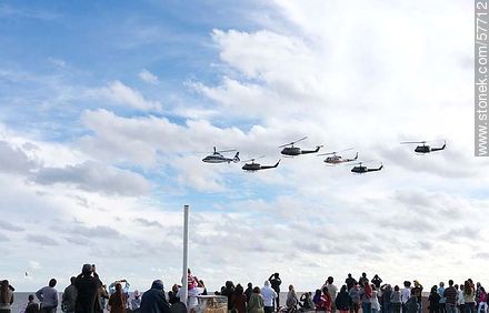 Group of helicopters  of the Uruguayan Air Force. UH-1H Iroquois, Dauphin and Bell 212 - Department of Montevideo - URUGUAY. Photo #57712