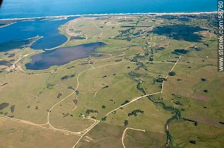 Aerial view of fields next to the Laguna Garzón. Route 10 - Punta del Este and its near resorts - URUGUAY. Photo #58760