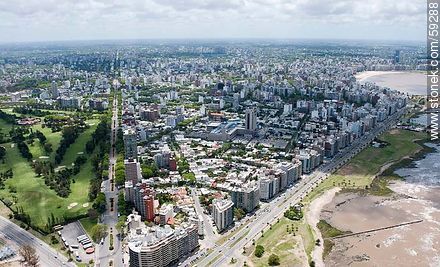 Aerial view of Bulevar Artigas and Rambla Gandhi in Punta Carretas  - Department of Montevideo - URUGUAY. Photo #59288