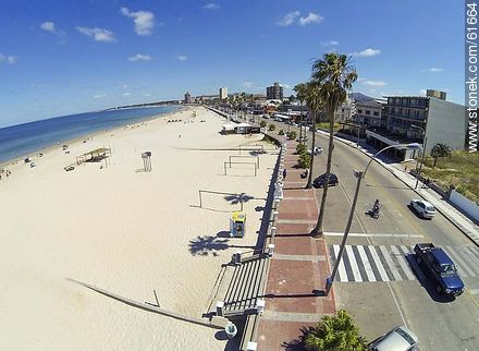 Aerial photo of the boardwalk and beach - Department of Maldonado - URUGUAY. Photo #61664