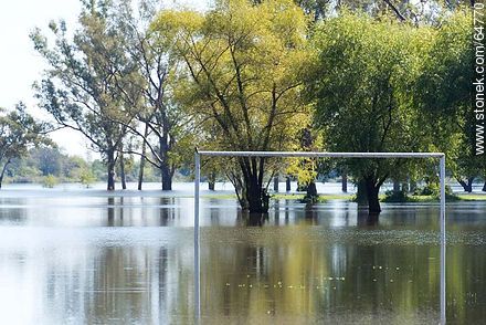Río Negro muy crecido. Cancha de fútbol inundada - Departamento de Soriano - URUGUAY. Foto No. 64770