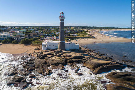 Aerial view from the sea towards the lighthouse - Punta del Este and its near resorts - URUGUAY. Photo #66901