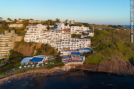 Aerial view of the Casapueblo Hotel in Punta Ballena - Punta del Este and its near resorts - URUGUAY. Photo #67126