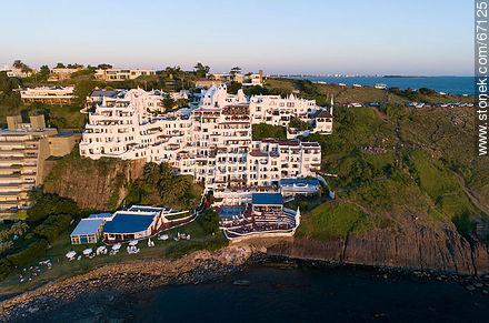 Aerial view of the Casapueblo Hotel in Punta Ballena - Punta del Este and its near resorts - URUGUAY. Photo #67125
