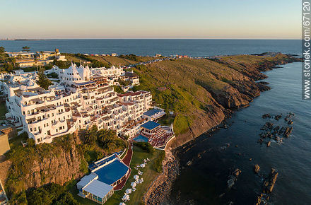 Aerial view of the Casapueblo Hotel in Punta Ballena - Punta del Este and its near resorts - URUGUAY. Photo #67120