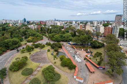 Aerial view of a sector of Batlle Park where the monument to La Carreta is located - Department of Montevideo - URUGUAY. Photo #67261
