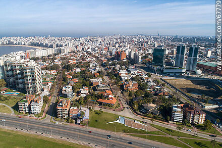 Aerial view of the rambla and plaza Armenia, Antonio Costa and Iturriaga streets - Department of Montevideo - URUGUAY. Photo #67779