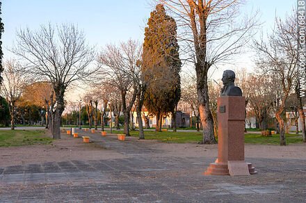 Busto a Artigas en la plaza - Departamento de San José - URUGUAY. Foto No. 68418