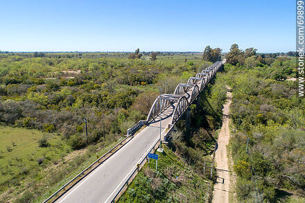 Aerial view of the route 7 bridge over the Santa Lucia River - Department of Canelones - URUGUAY. Photo #69899