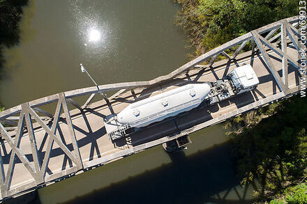Aerial view of the route 7 bridge over the Santa Lucia River - Department of Canelones - URUGUAY. Photo #69913