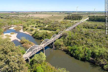 Aerial view of the route 7 bridge over the Santa Lucia River - Department of Canelones - URUGUAY. Photo #69918