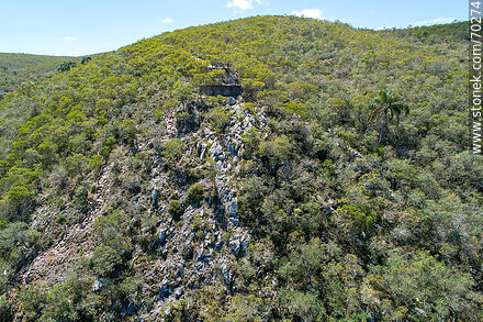 Vista aérea de un sector de la Quebrada de los Cuervos. Mirador - Departamento de Treinta y Tres - URUGUAY. Foto No. 70274