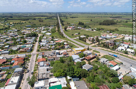 Aerial view of route 7 and the village - Department of Canelones - URUGUAY. Photo #70477