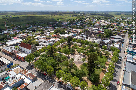 Aerial view of Tomás Berreta Square and the town - Department of Canelones - URUGUAY. Photo #70558