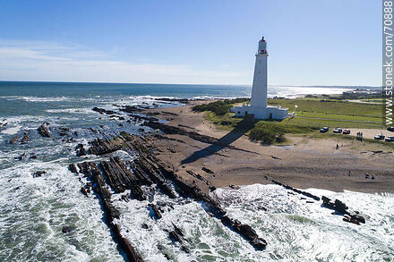 Aerial view of the lighthouse and cape Santa María - Department of Rocha - URUGUAY. Photo #70888