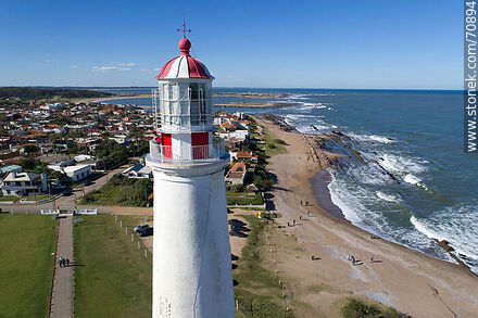 Aerial view of the lighthouse and cape Santa María - Department of Rocha - URUGUAY. Photo #70894