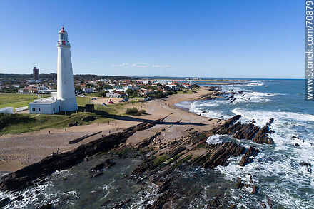 Aerial view of the lighthouse and cape Santa María - Department of Rocha - URUGUAY. Photo #70879