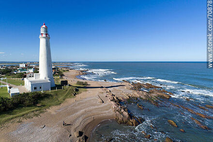 Aerial view of the lighthouse and cape Santa María - Department of Rocha - URUGUAY. Photo #70878