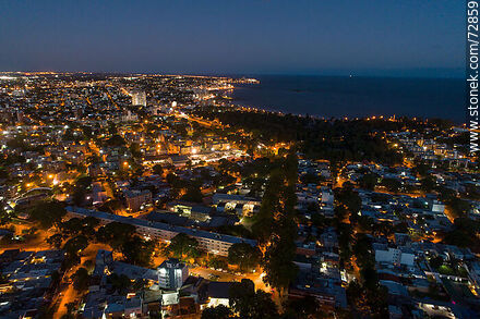 Night aerial view of the Buceo neighborhood - Department of Montevideo - URUGUAY. Photo #72859