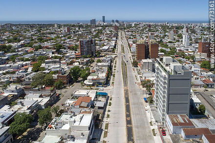 Aerial view of the widening of Luis Alberto de Herrera Ave. between Ramón Anador st. and Italia Ave - Department of Montevideo - URUGUAY. Photo #73161