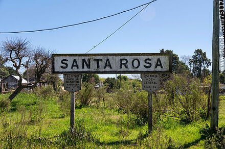 Santa Rosa train station. Station sign - Department of Canelones - URUGUAY. Photo #75117