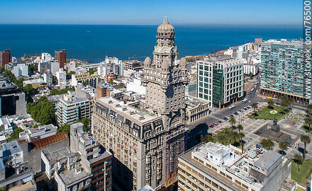 Aerial view of the Salvo Palace and its surroundings, Independence Square, Executive Tower, Ciudadela Building - Department of Montevideo - URUGUAY. Photo #76500