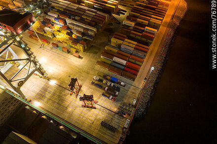 Aerial view of the Port of Montevideo at sunrise - Department of Montevideo - URUGUAY. Photo #76789