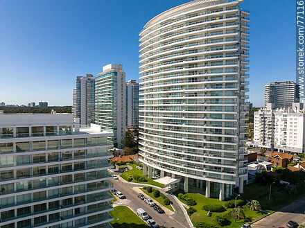 Aerial view of the Season Tower building - Punta del Este and its near resorts - URUGUAY. Photo #77116