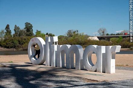 Olimar lettering sign on the riverbank - Department of Treinta y Tres - URUGUAY. Photo #79678