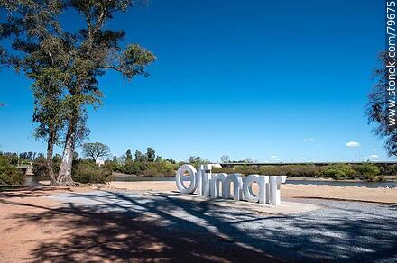 Olimar lettering sign on the riverbank - Department of Treinta y Tres - URUGUAY. Photo #79675