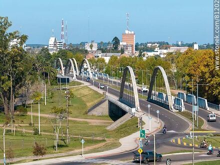 Aerial view of the bridges over the Tacuarembó Chico stream on route 26 - Tacuarembo - URUGUAY. Photo #81202