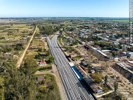 Aerial view of the new railway network at the 25 de Agosto train station. 2023 - Department of Florida - URUGUAY. Photo #82072