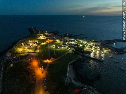Aerial view of Punta Brava south of Montevideo at sunset - Department of Montevideo - URUGUAY. Photo #82861