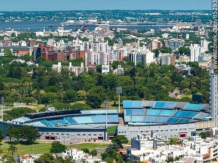 Aerial view of the Centenario stadium and the city - Department of Montevideo - URUGUAY. Photo #85293