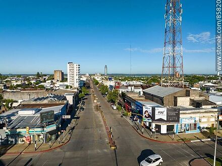 Aerial view of Avenida España. Tower with cell phone antennas - Department of Paysandú - URUGUAY. Photo #85820