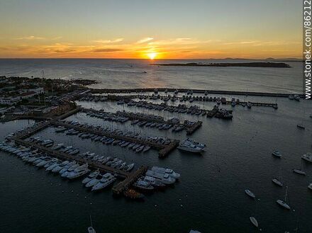 Aerial view of the port at sunset - Punta del Este and its near resorts - URUGUAY. Photo #86212