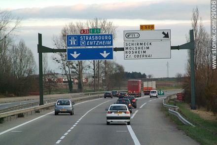 Routes A35 and E25 to Mulhouse, Colmar and Strasbourg - Region of Alsace - FRANCE. Photo #29006